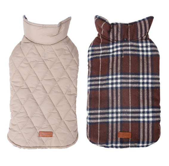 Waterproof Reversible Plaid Dog Jacket