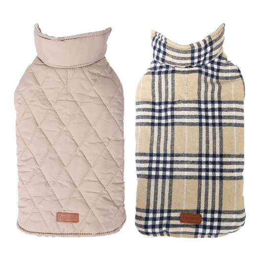 Waterproof Reversible Plaid Dog Jacket
