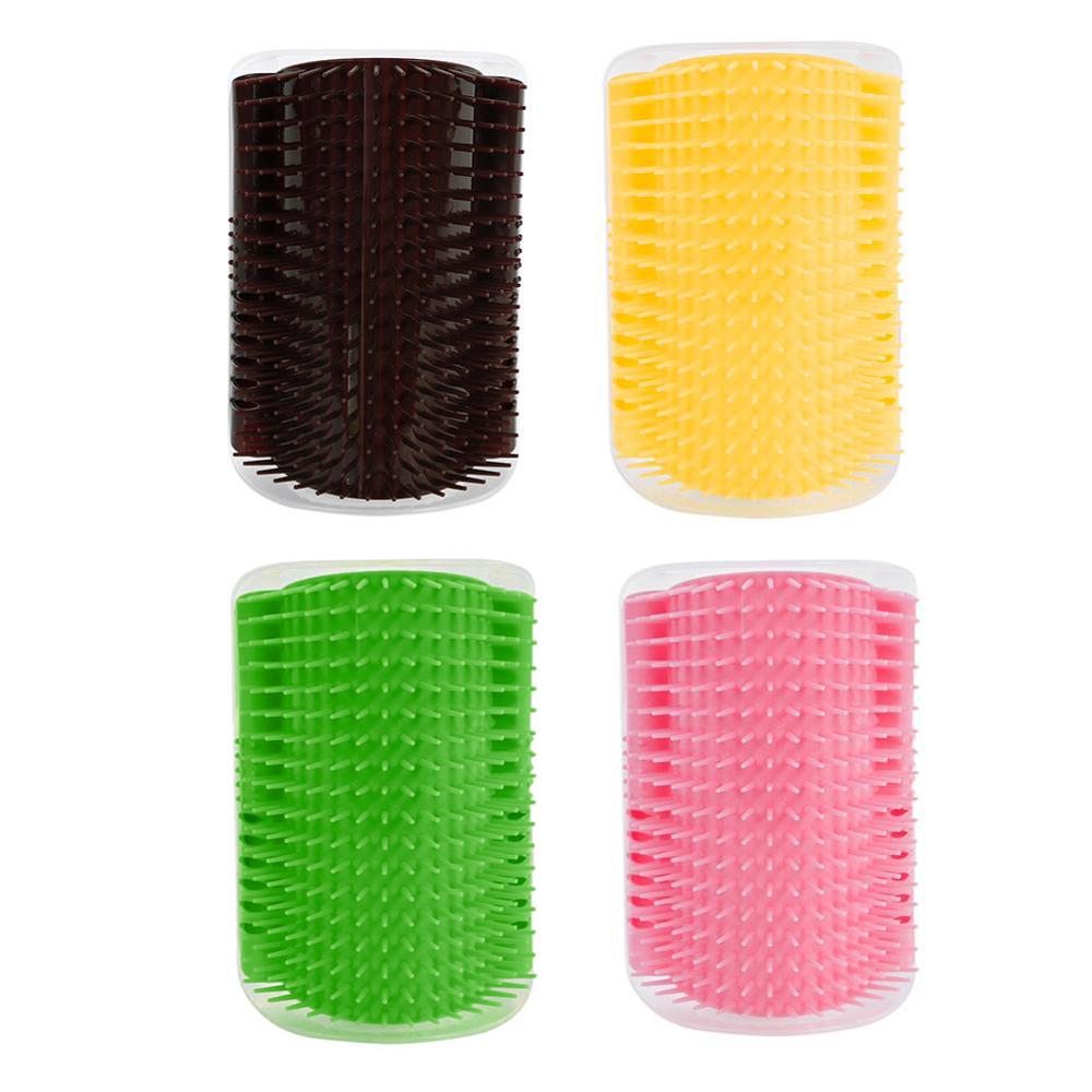 Four colorful hairbrushes with different bristle patterns on a white background