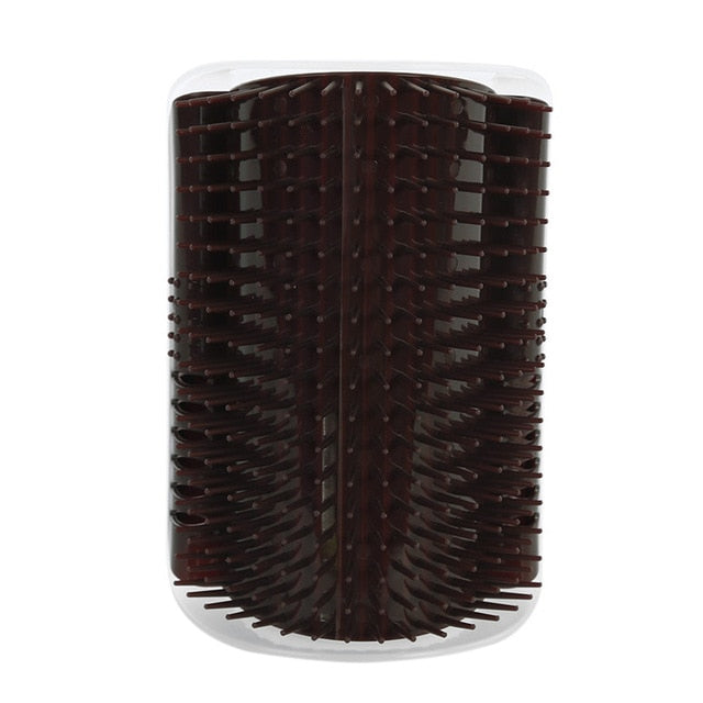 Hairbrush with brown bristles on a white background